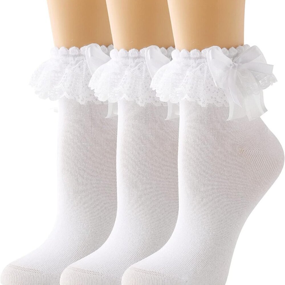 Lace Ruffle Frilly Socks For Women Cotton Ankle Socks For Casual & Gift